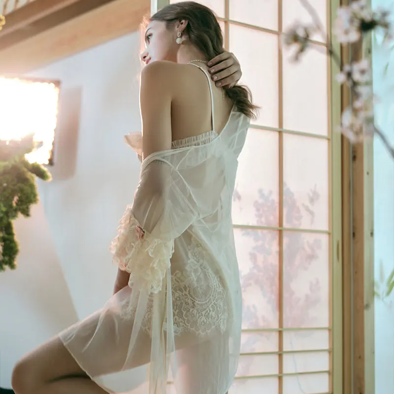 

Women's sleepwear satin face lace robe for women to create sexy pajamas