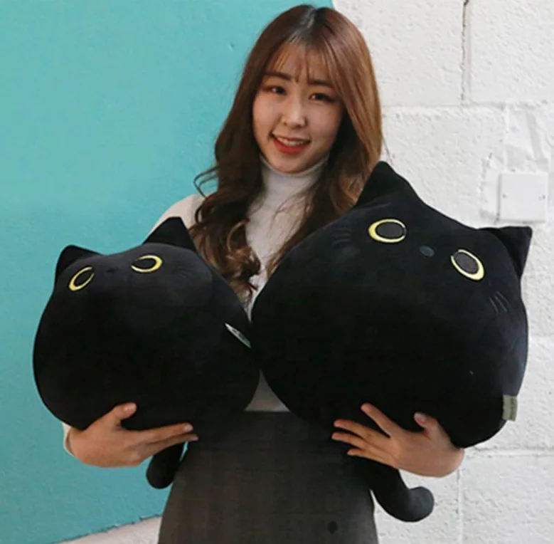 

Lovely Cartoon Animal Stuffed Toys Cute Black Cat Shaped Soft Plush Pillows Doll Girls Valentine Day Gifts Ornament