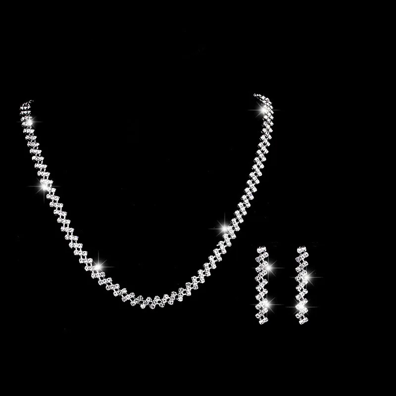 

Elegant Bridal Wedding Necklace Earrings Claw Zircon Chain Fashion Women bridesmaid ACC Jewelry Set