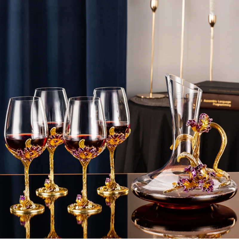 

1800ml Enamel Red Wine Glass Decanter Goblet Set 350ml Glasses Cups Kit, Clear