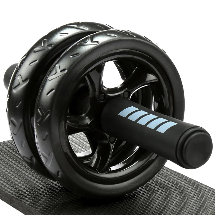 

Gym Equipment Fitness Exercise Double AB Roller Wheel Fitness with mat, Black