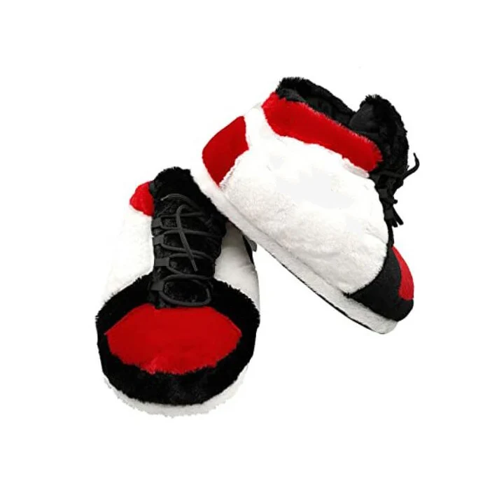 

Men Woman Kids Plush Cozy Winter Warm Sneaker Slippers Big Bedroom Indoor House Shoes, White black red gray blue green