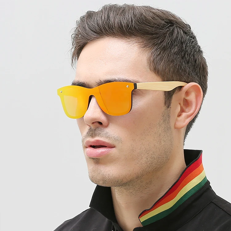 UMI Aviation Trendy Gafas de sol Fashionable Lentes de sol Mirror Lens Polarized Mens Shades Wooden Bamboo Sunglasses