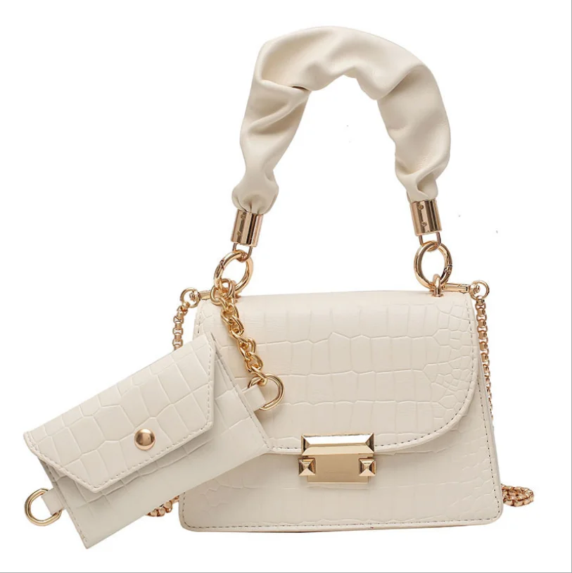 

Wholesale Fashion Pu Leather Lady Crossbody Bag Solid Color Crack Large Buttons Shoulder Bag For Women, Black, blue, purple, beige