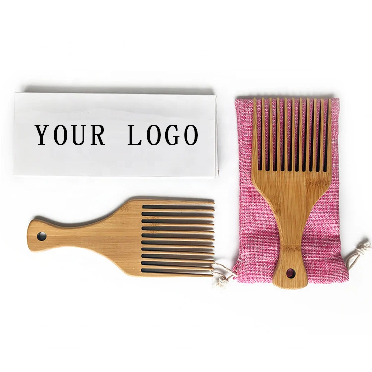 

Portable Professional Customized Bamboo Wide Tooth Afro combs