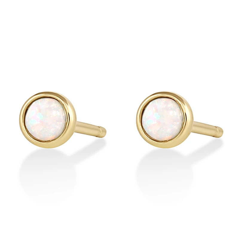 

Gemnel minimalist women 925 sterling silver 18k gold plated single opal stud earrings