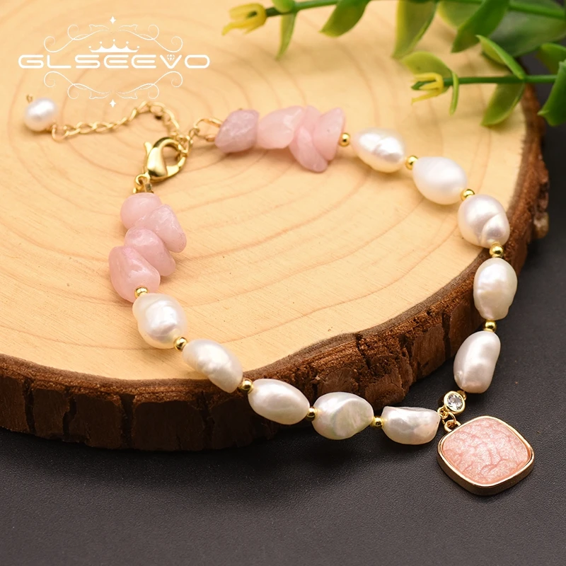 

Natural Baroque White Pearl Pink Bracelet For Women Girl Minimalist Women Accessories Handmade Fine Jewelry