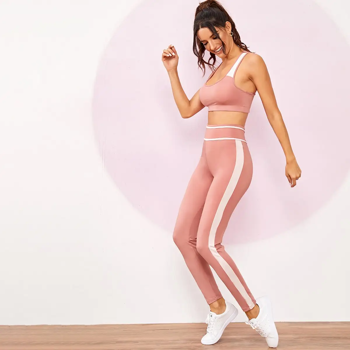 

The new 2022 cotton fitness wear leggings fitness sport bra top sport bra bra yoga woman legging, Pink