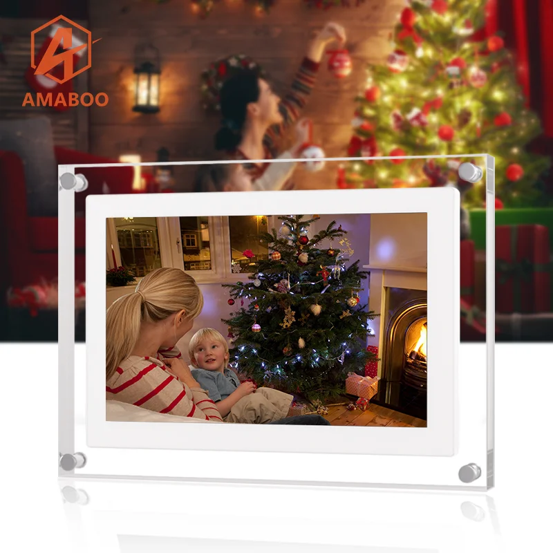 

AMABOO New Design Christmas gifts Loop video pictures indoor 7 inch lcd small acrylic digital photo video frame