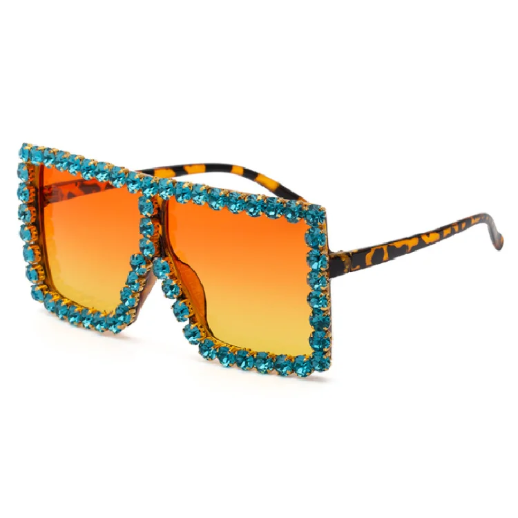 

Manufacturers customize new large frame inlaid diamond cross border street shooting cool ma'am acetate sunglasses, 11 colors