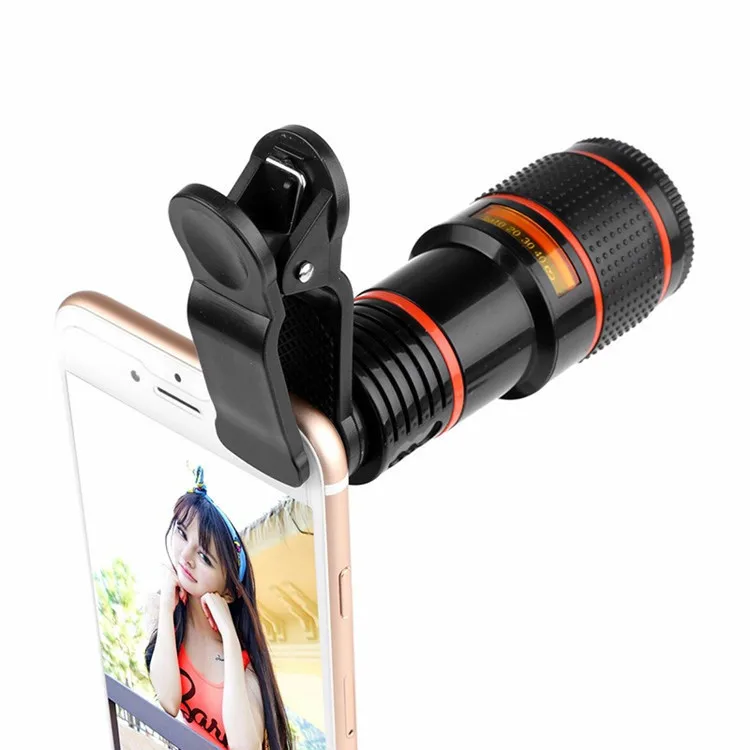 

Dropshipping 12X Mobile Lens with Clip Cell Phone Telephoto Camera Lense In Stock HD Optical Monocular Phone Telescope