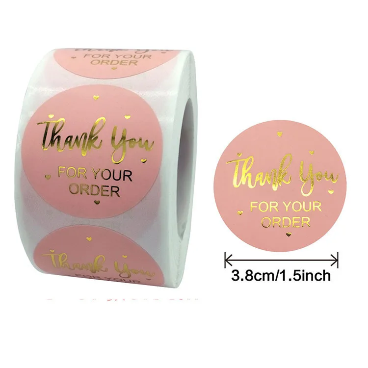 

Thank you stickers with gold foil stamping colorful printing packaging labels