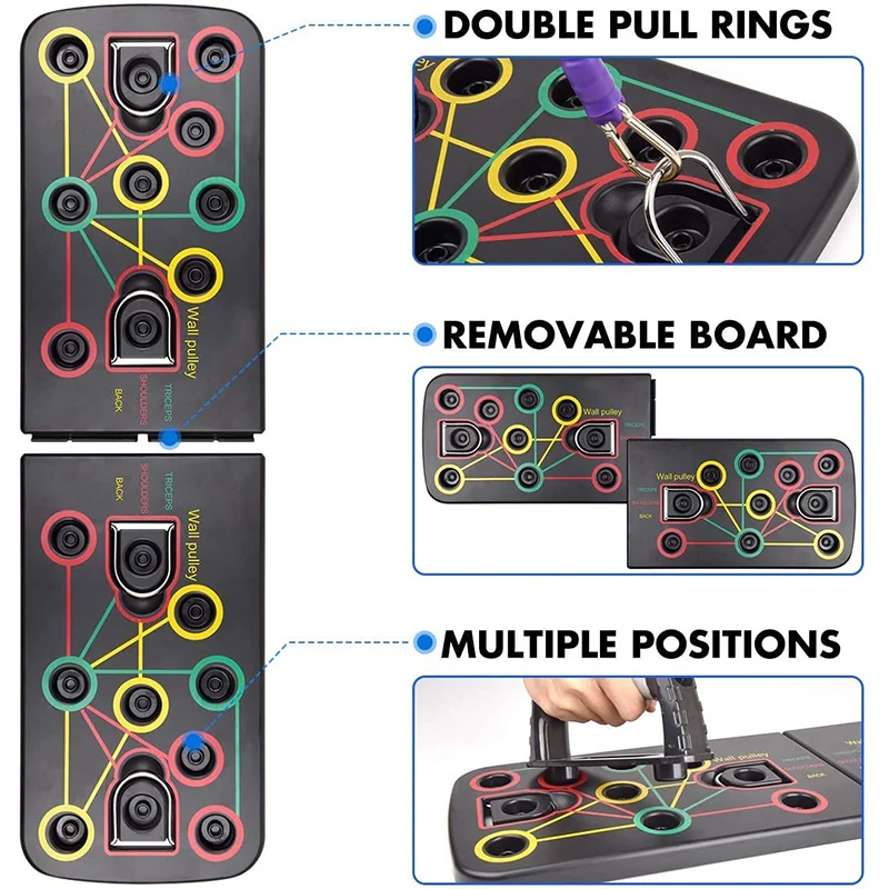 Multi-Function Portable Bracket training Push Up Board with Resistance Band