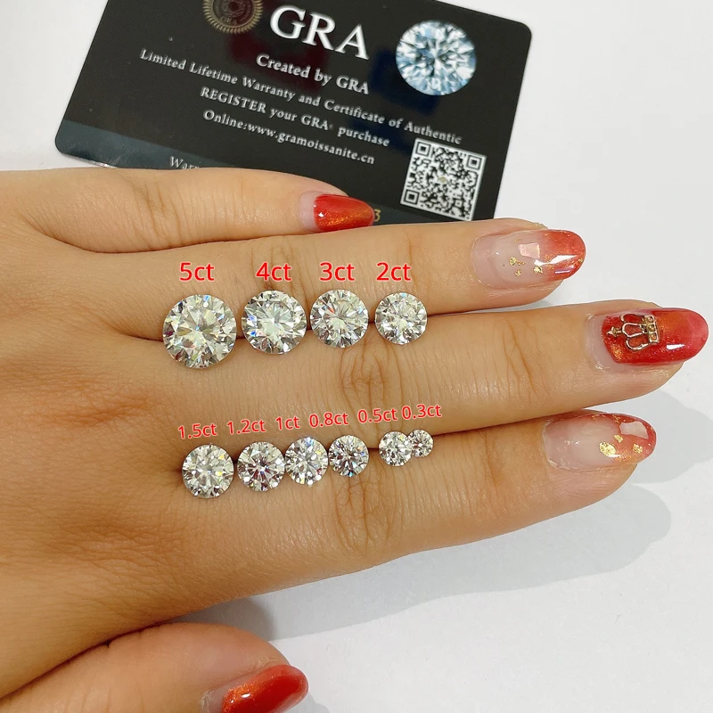 

Hot sale Certificate DEF VVS White Round Synthetic Diamond GAR Moissanite Loose Moissanite Stone For Jewelry