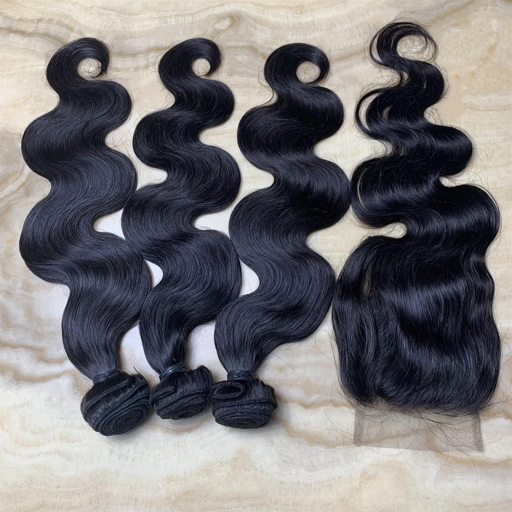 

Unprocessed Wholesale Hair Bundles Raw Virgin Cuticle Aligned Human Hair Extensions Body Wave Brazilian Hair Weaving, Natrual black color cuticle aligned hair