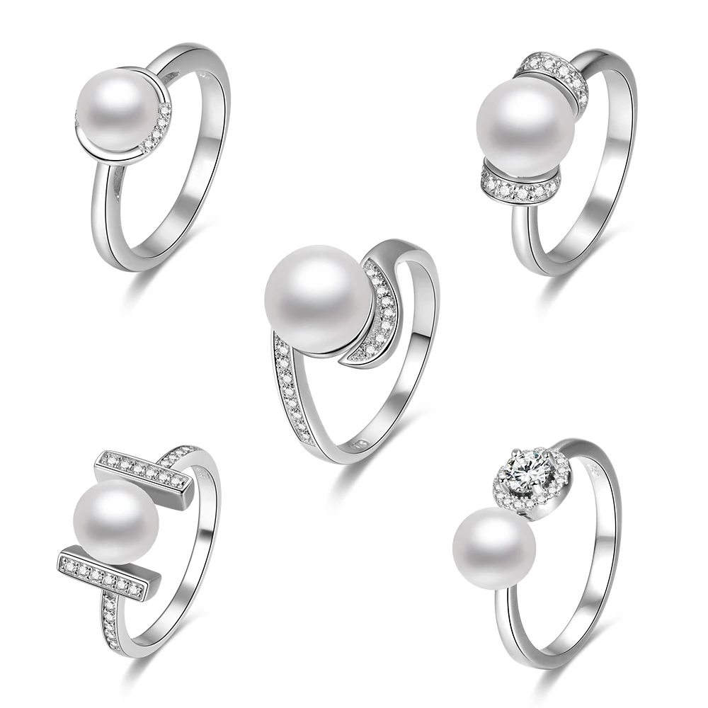 

Wholesale Custom Made Woman Sterling Silver Cubic Zirconia & Fresh Water Pearl Ring
