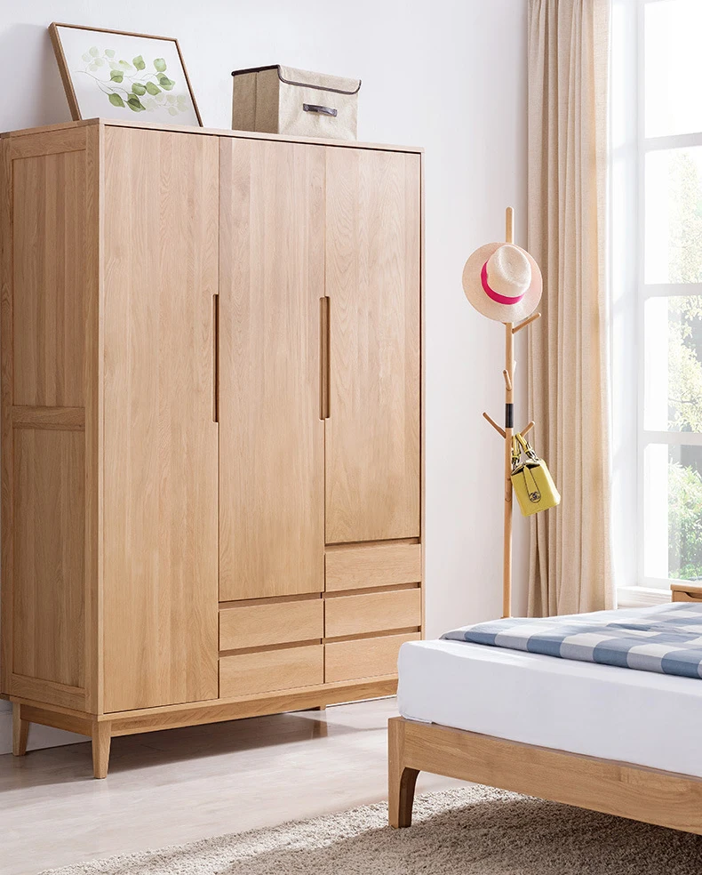 product-BoomDear Wood-natural wood color morden European 3 door cabinet wardrobe big wardrobe furnit