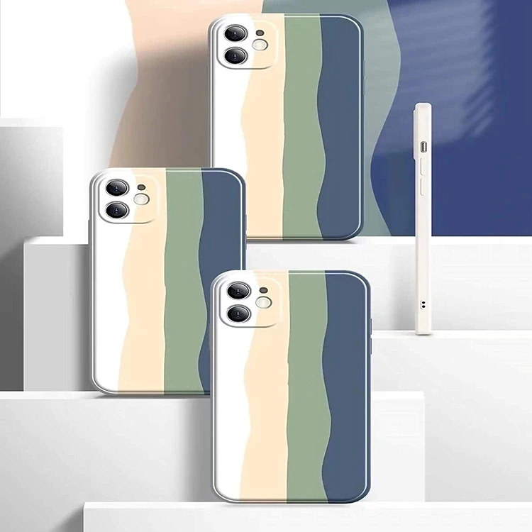 

Custom Rainbow Silicone Phone Case for iPhone 11 12 Pro Max Silicone Mobile Cover Case, Colors optional