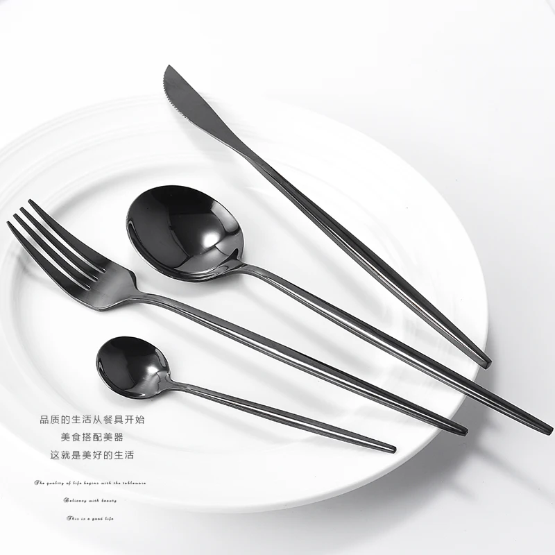 
Restaurant cheap silver fancy flatware set hotel silverware plated flatware stainless steel cutlery 