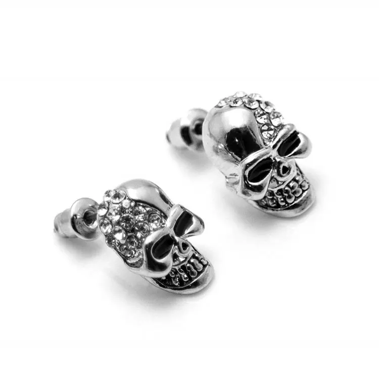 

Punk Body Piercing Earrings Stainless Steel Crystal Skull Stud Earrings