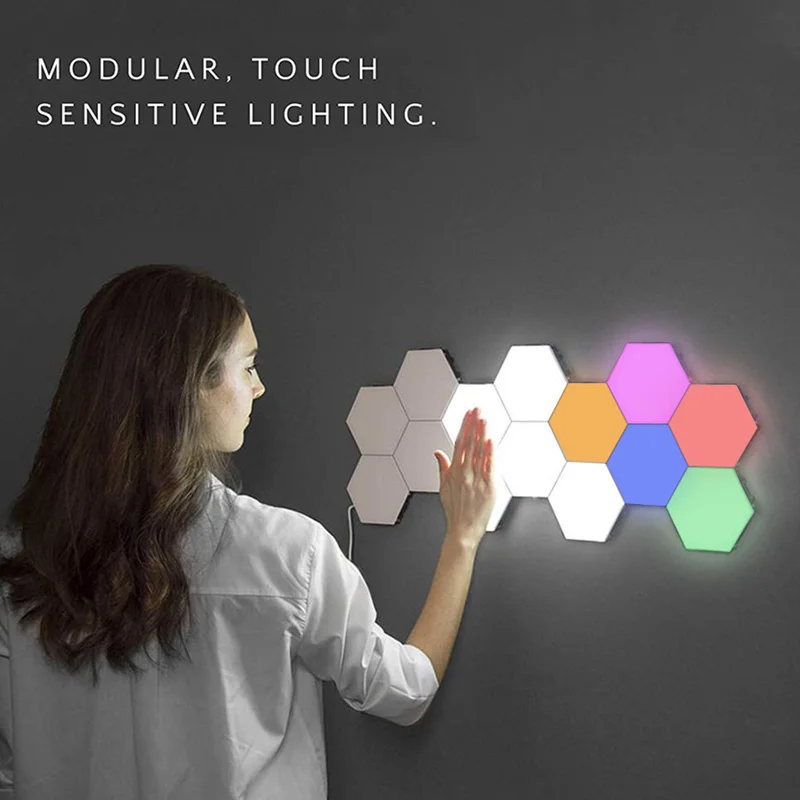 
IR 2020 hexagon light electronics touch sensor wall lamp activated lamps bedisde hexagon honeycomb Quantum led modular light 