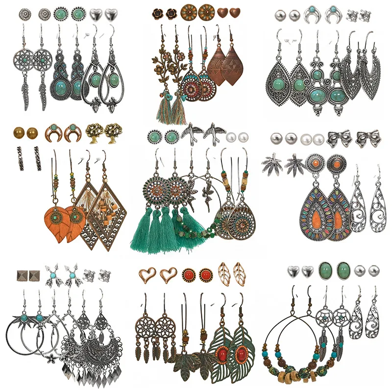 

Stocks Selling Trendy Set Bohemian Earrings For Lady 6 Pairs Per Cards Wholesale Price Women Fashionable Earrings