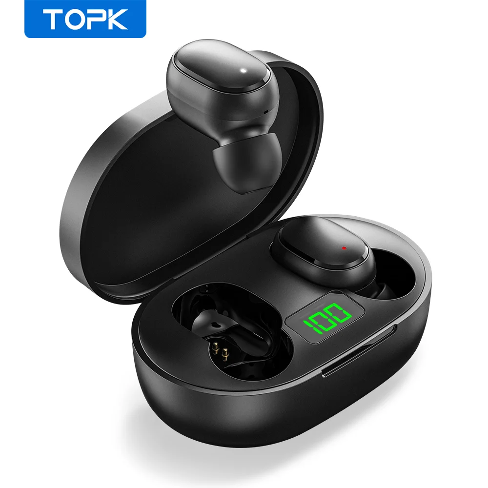 

TOPK T24 Mini Led Inear TWS Wireless Earbuds Portable Ear Earphones Headphones Headset, Black