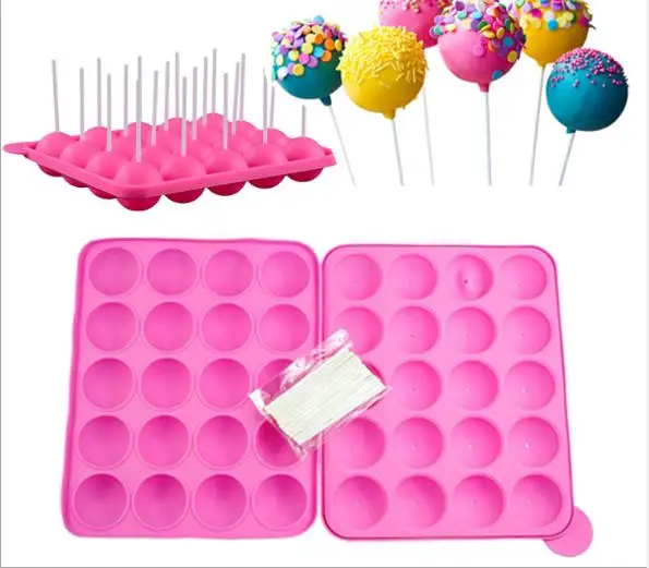 

20-cavity Candy Silicone Cake Half Circle Lollipop Cupcake Baking Mold Party lolly pop stick Mold