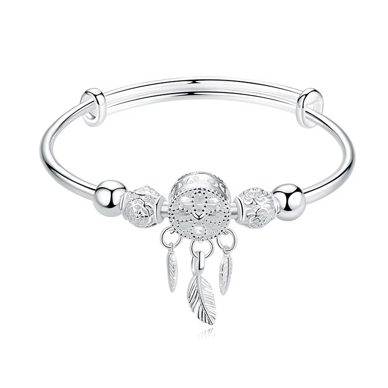 

Fashion Girly Silver Bangles Dream Catcher Tassel Delicate Bangles
