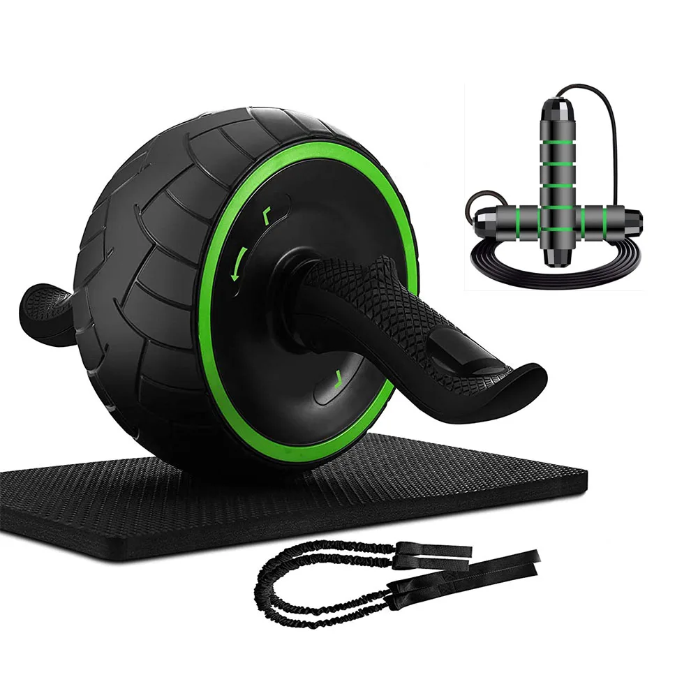 

Fitness Wheel Roller with Knee Mat Jump Rope Workout Resistance Bands Home Gym Equipment for Men Women Abdominal Exercise