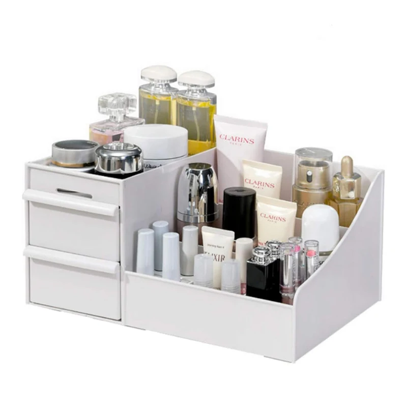 

Bathroom Countertop Makeup Organizer With Drawers Vanity Storage Box for Cosmetics Jewelry Lipsticks Nail Polish Container