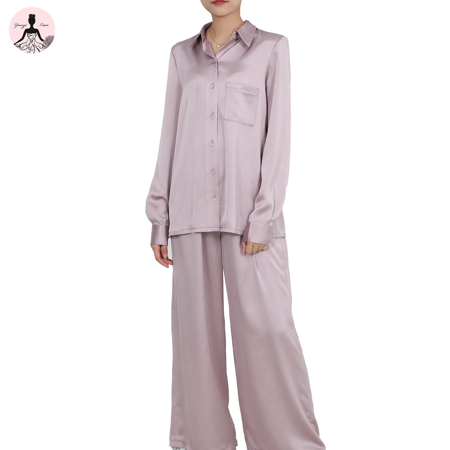 

Yanzi Women Pyjamas Set Satin Long Sleeve Silk Pyjamas for Womens Nightwear Soft Pj Sets Long pants Sleepwear, Customizable colors