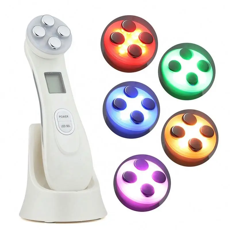 

LED color photon Anti Acne Face Masse Devace Toning Skin Rejuv Deep Facil Lifting EMS Rf Beauty device, Pink/white