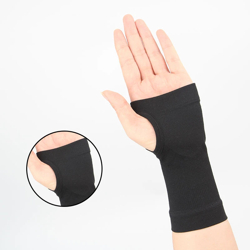 

Medical Thumb Protecting Compression Sleeve Half-finger Hand Wrist Support, Black/skin