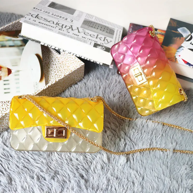 

2021 HOT SALE wholesale fashion women handbags mini PVC jelly bags transparent gradient purse for ladies, Customizable