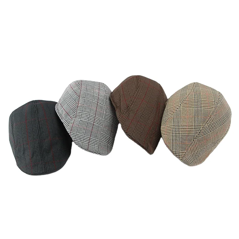 Linen Cotton Plaid Ivy Flat Cap