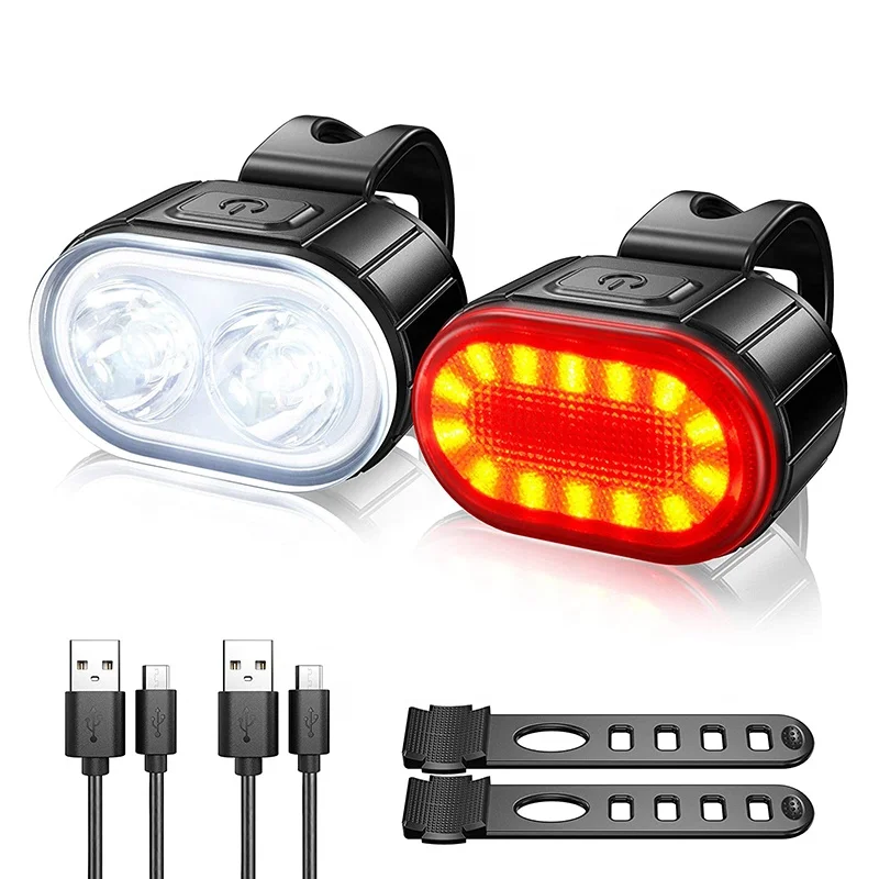 

USB rechargeable waterproof led bicycle light warning tail light bicycle front light set