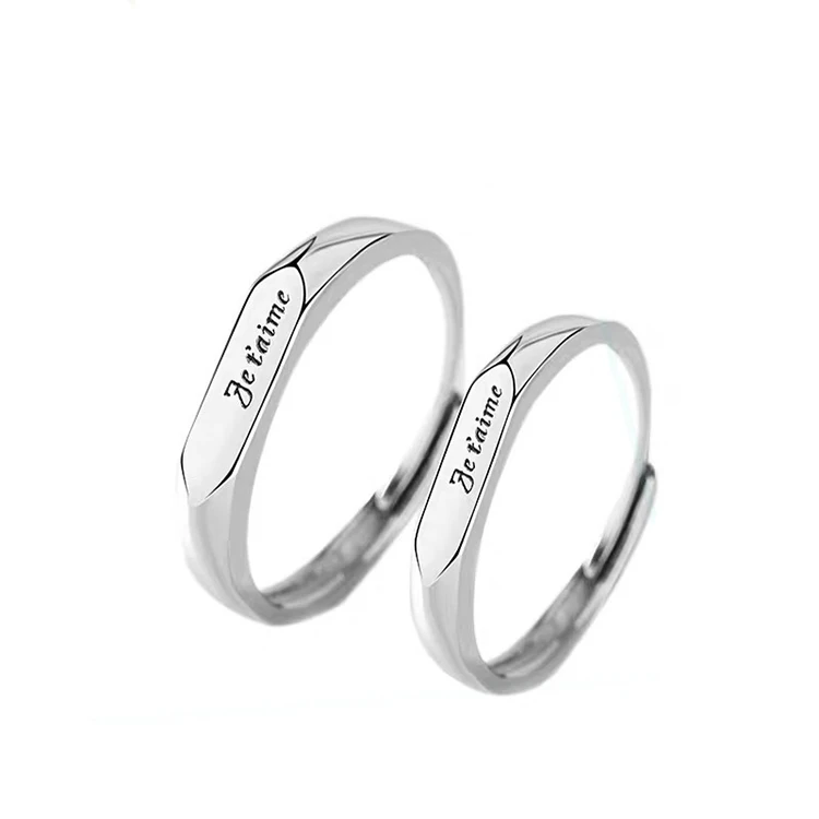 

Y114 Wholesale Anneaux 925 Sterling Silver Rings for Couple Je t'aime Adjustable Opening Wedding Fashion Jewel