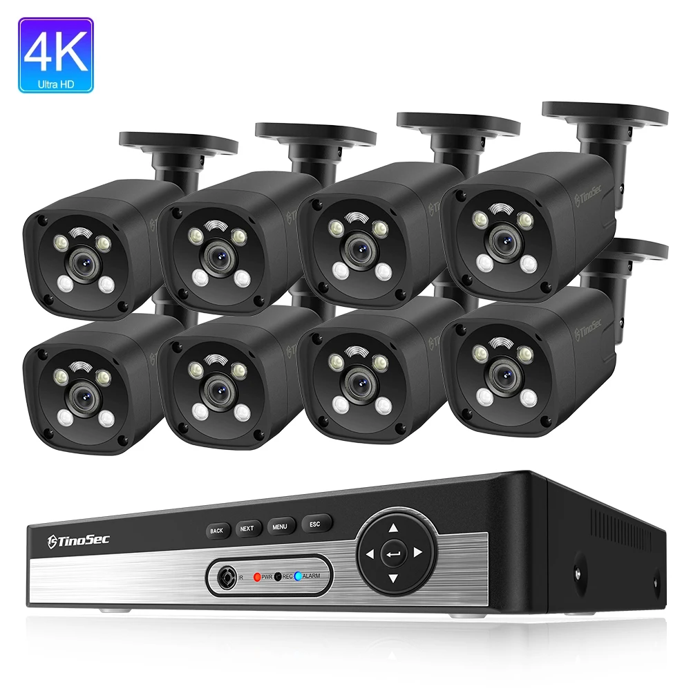 

Area Detection Security Camera System 8Mp Video Surveillance Kit HD 4K IP Poe Bullet Camera