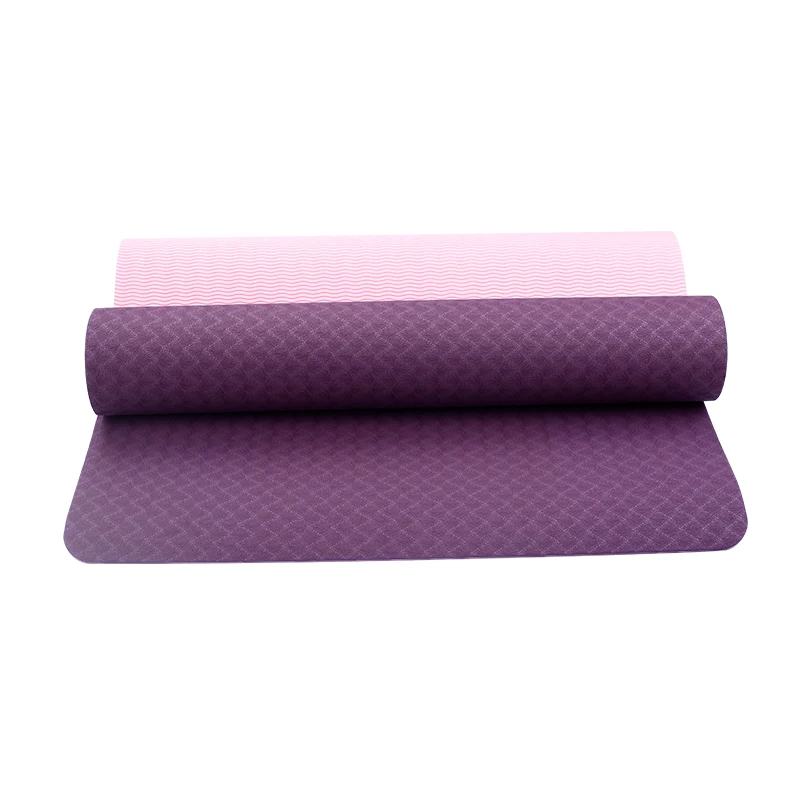 

Custom printing double layer eco friendly non slip dual color TPE yoga mat, Blue