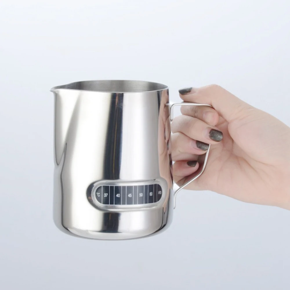 

Amazon Hot Selling Stainless Steel Milk Frothing Cup Latte Coffee Tools, Silver