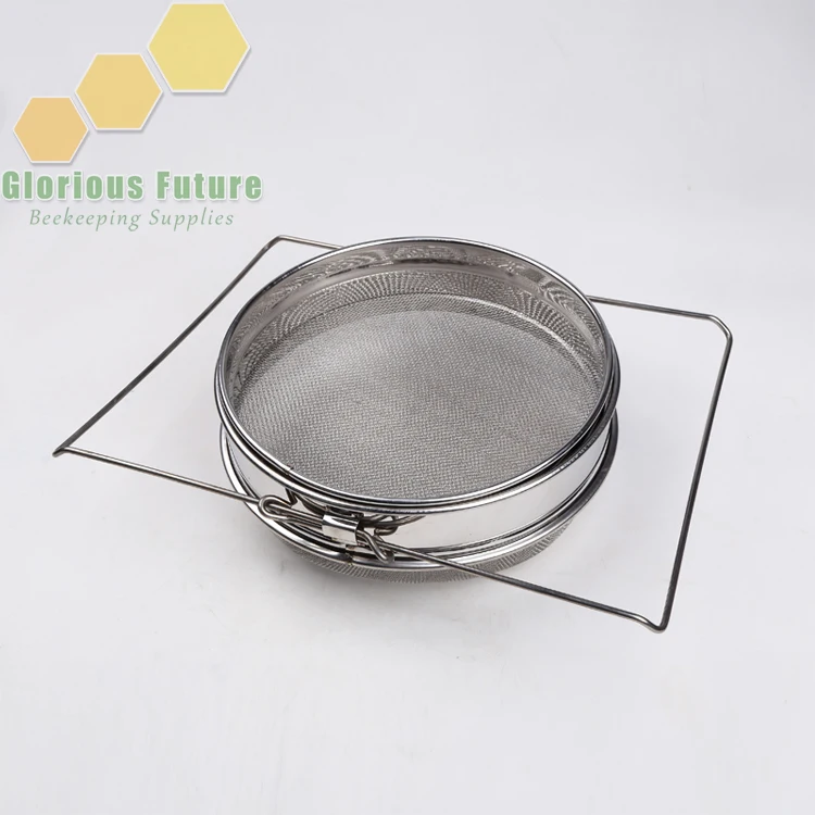 Food Grade 304 Double Sieve Stainless Steel Bucket Top Honey Strainer