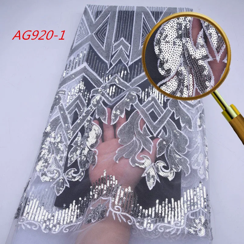 

1742 Free Shipping Nigerian Lace Fabric 2019 Silver Color Tulle Embroidery Sequin Lace Fabric, Cupion