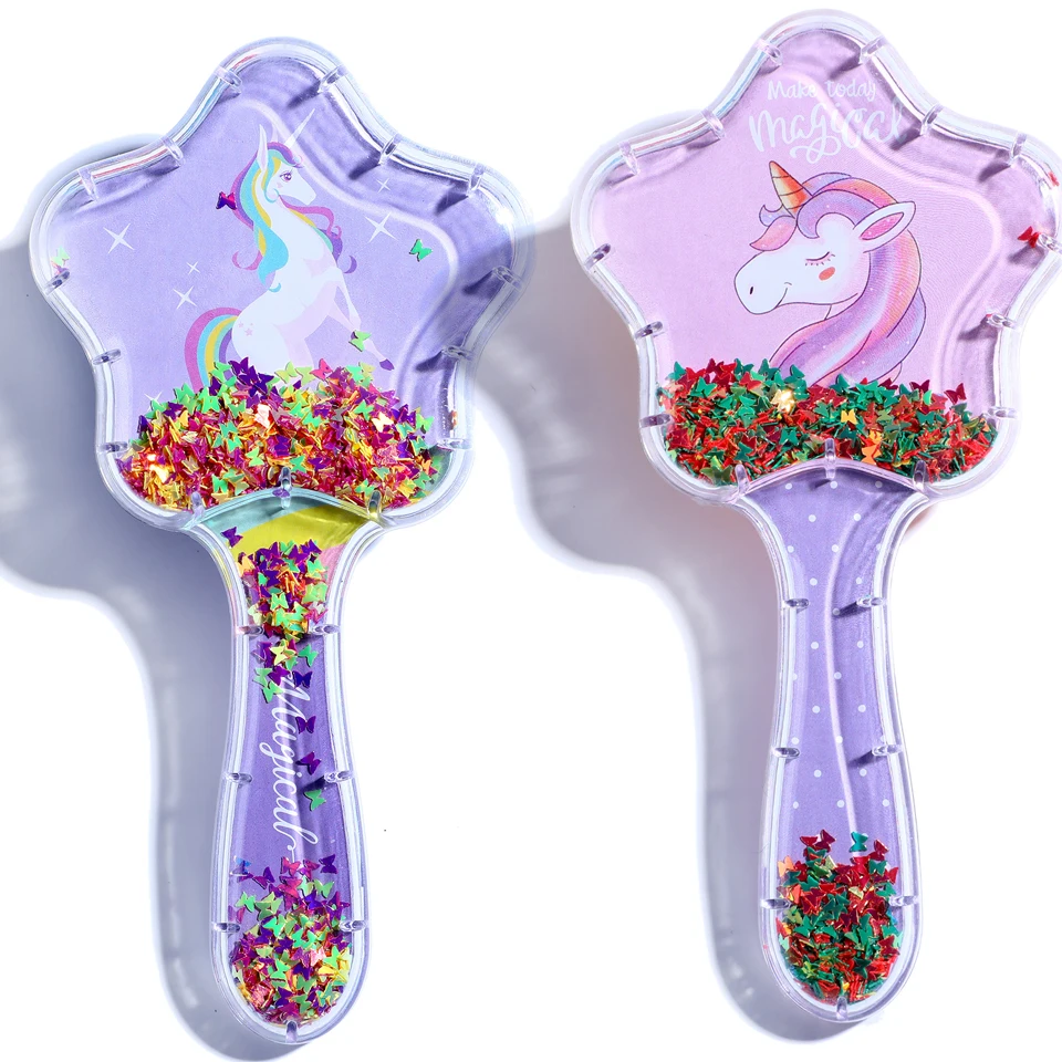 

Wholesale Star Shaped Glitter Paddle Professional Hair Brush for Kid and Adult hair brush, Transparent