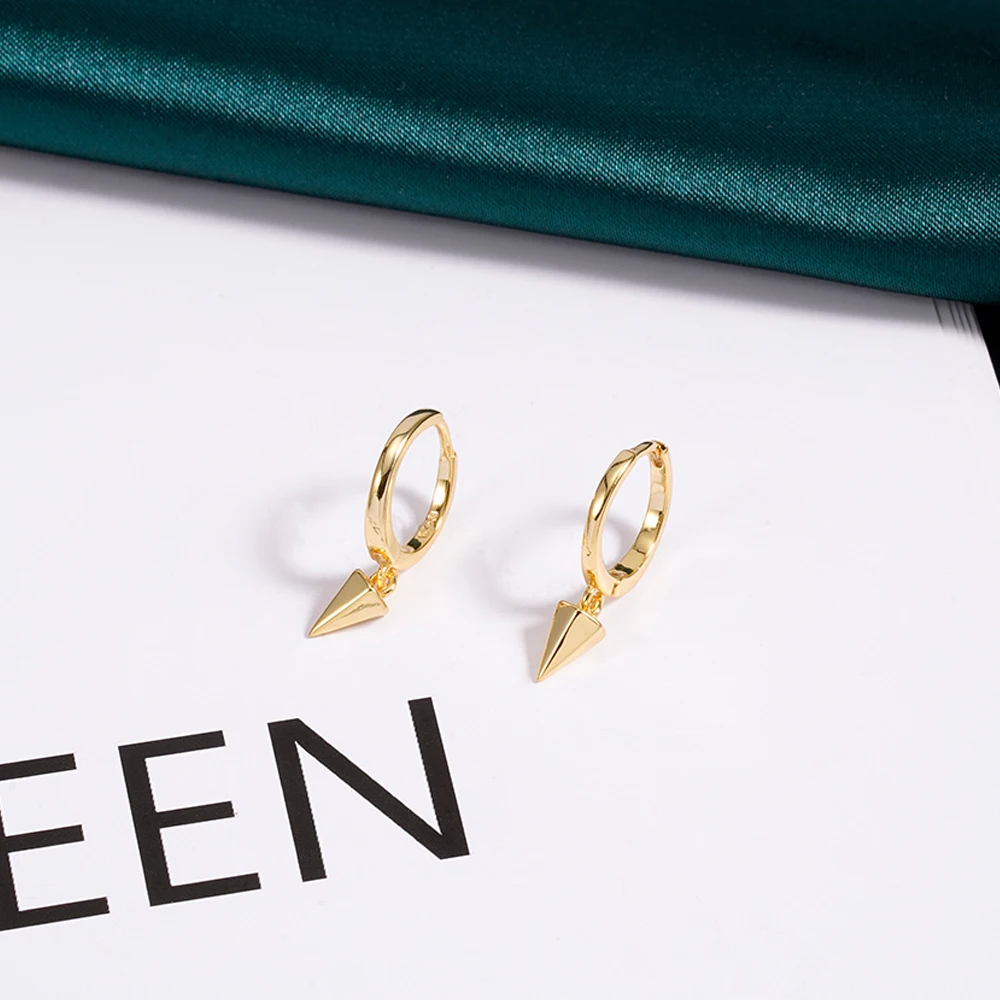 

Famous Designers Design Jewelry 925 Sterling Silver 18k Gold Plated Pyramid Dangling Drop Hoop Earrings Charm For Women