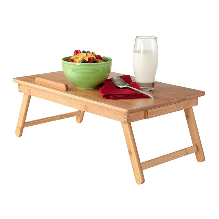 
Factory Wholesale Bamboo Foldable Laptop Computer Desk Space Saving 