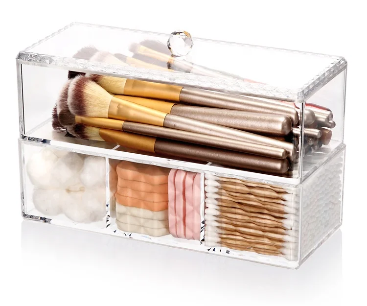 

High quality clear plastic drawer type cosmetic makeup storage box with lids