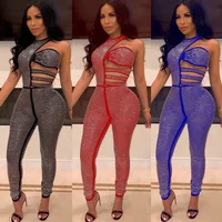 

MC2726 ladies personality sleeveless hollow out bandage jumpsuit
