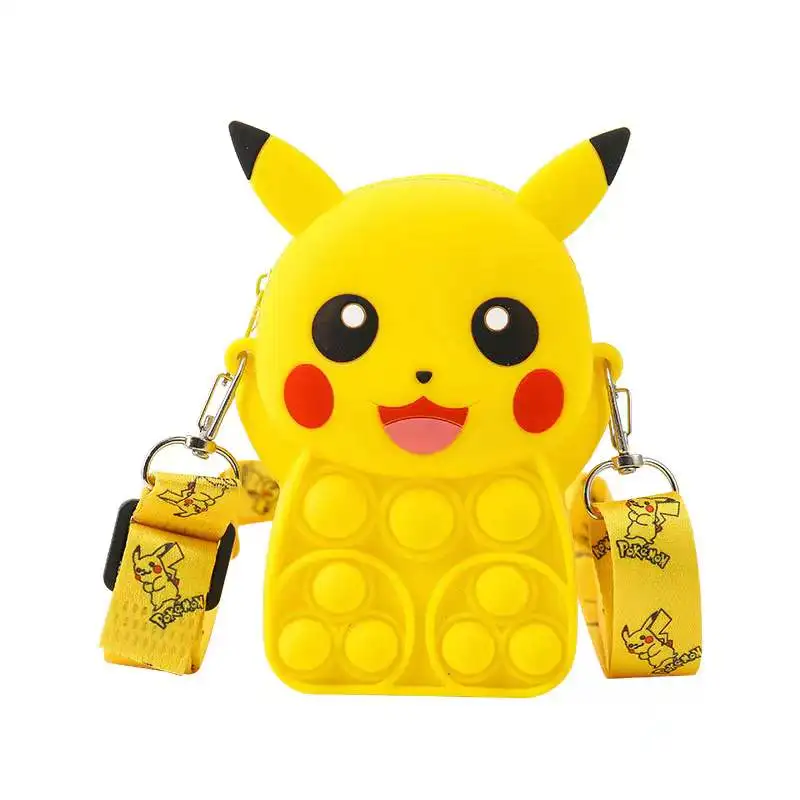 

Rainbow minnie mouse coin mini bag silicon kids fidget it bubble pikachu minnie mouse popping purse for girls, Customized color