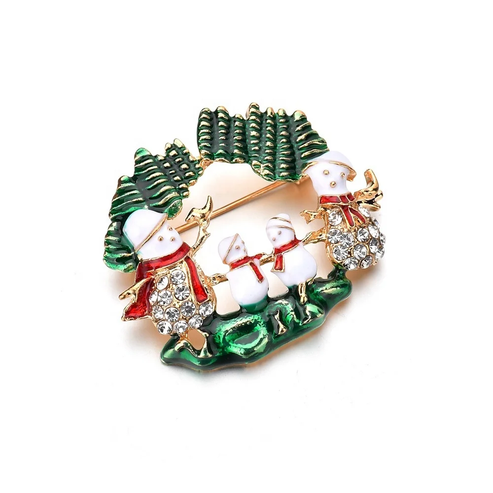 

Brooches Enamel Pin Snowman Tree Brooch Christmas Jewelry Trendy Brooches For Women Crystal Pins Cute Pin